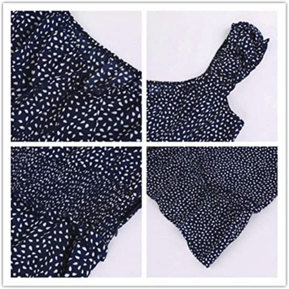 YOBECHO Womens Summer Ruffle Sleeve Sweetheart Neckline Printing Dress - Picture 4 of 4